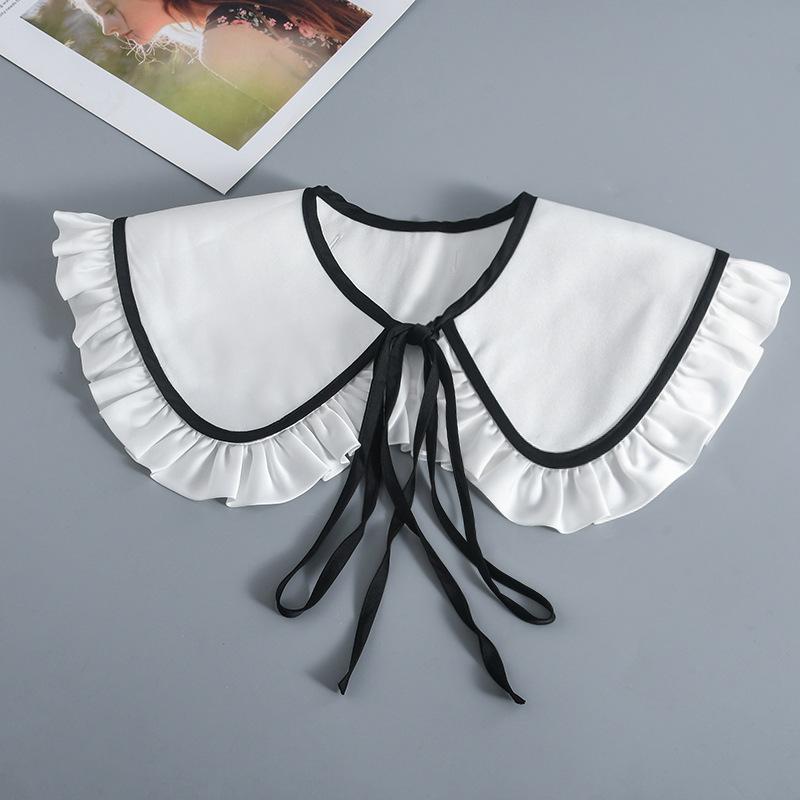 Vintage Woman Shirt False Fake Collar Shawl Girls Adjustable Bowknots Shoulder Wraps Dress Decorative Shirt Detachable Collar