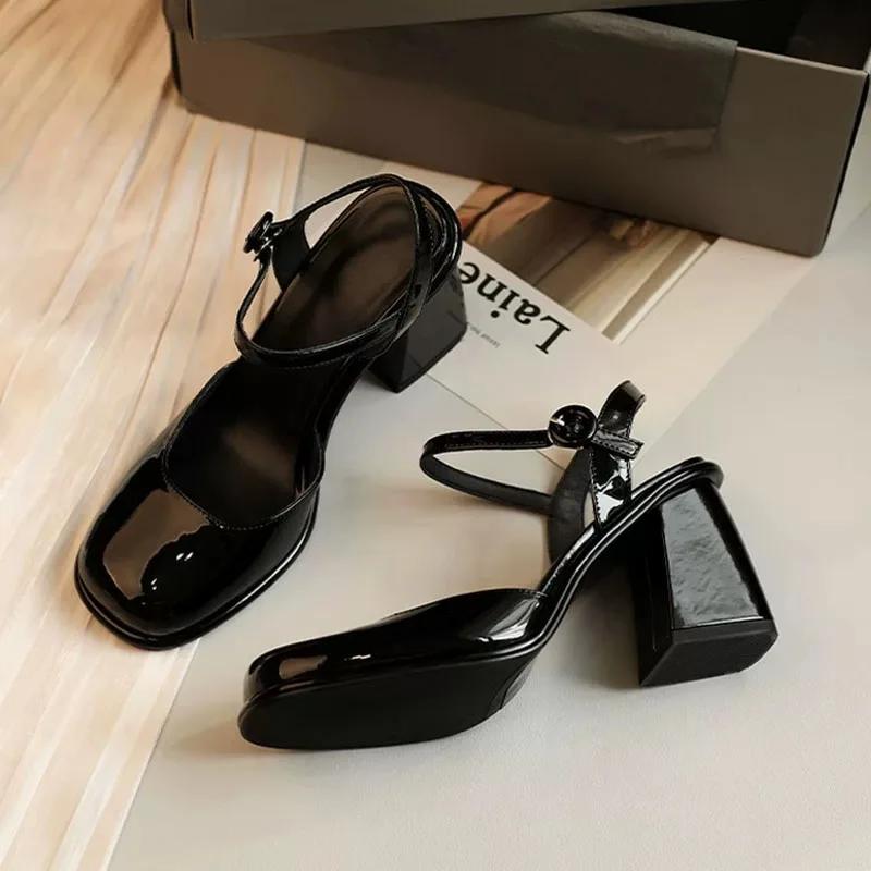 2024 Туфли женские с открытой пяткой женские туфли на высоком каблуке модные туфли-лодочки женские туфли на низком высоком толстом каблуке женские сандалии с пряжкой на ремне