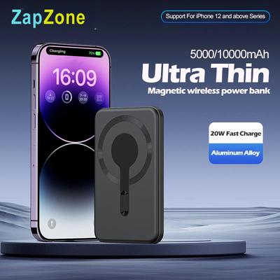 Металлический магнитный беспроводной аккумулятор 10000 мАч, тонкий PD20W, быстрая зарядка для MagSafe iPhone 15, 14, 13, 12, портативный запасной аккумулятор Samsung