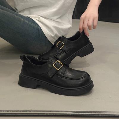 Туфли-лоферы на платформе из натуральной кожи 2025 новая платформа толстая подошва толстый каблук одинарная обувь женская обувь универсальный британский стиль увеличивающие рост маленькая кожа