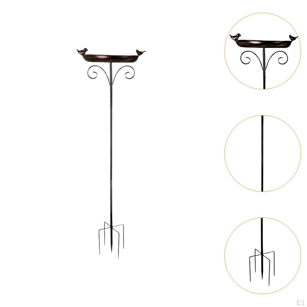 Metal Bird Bath 5 Pronged Base Decor Freestanding Vintage Design Garden Birdbath Feeder for