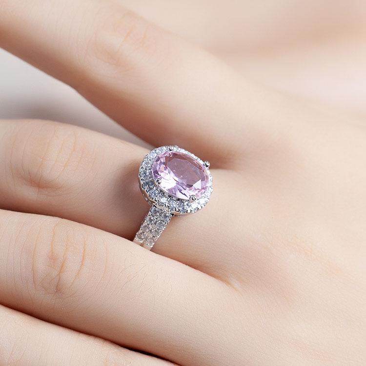  Серебряное ювелирное кольцо 925 пробы с розовым сапфиром и цирконом, модные вечерние классические кольца из стерлингового серебра 925 пробы, ювелирные изделия