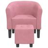 VidaXL Cabriolet Armchair with Footrest, Chair with Armrests, Sofa with Backrest, Padded Seat Living Room Bedroom, Pink 356454