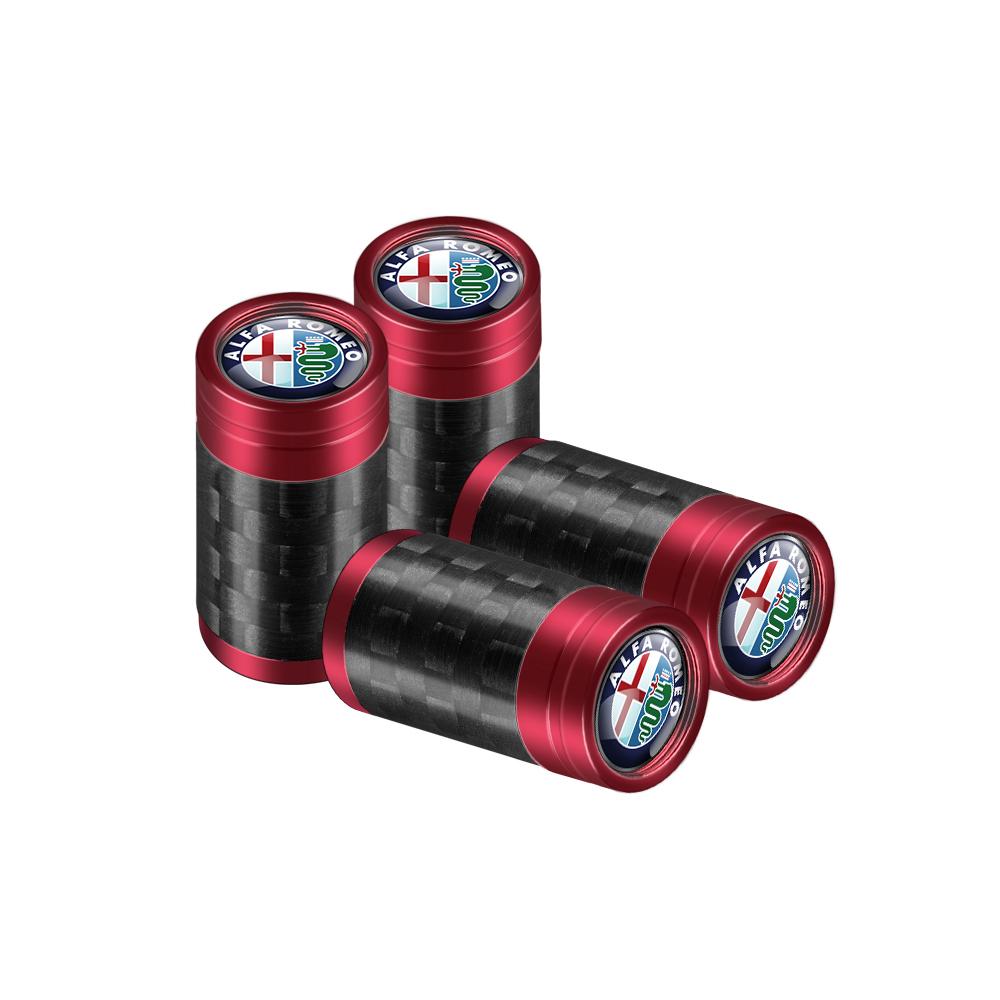 DCQFJ1 For Alfa Romeo 4Pcs Aluminum Alloy Car Tire Valve Cap Auto Wheel Accessories For Alfa Romeo Giulietta Giulia GT Mito Brera F1 St