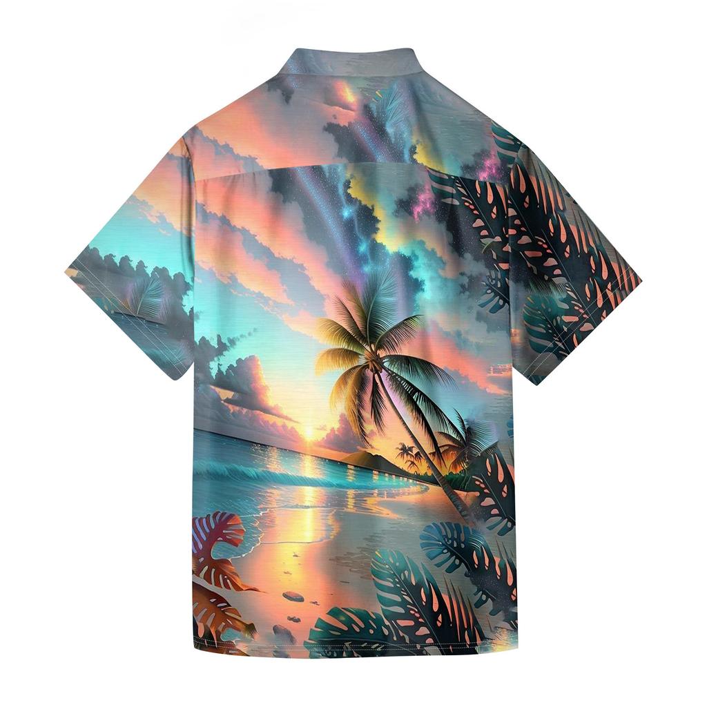 Гавайская рубашка для мужчин, мужские винтажные рубашки для боулинга на пуговицах, летняя пляжная рубашка с коротким рукавом