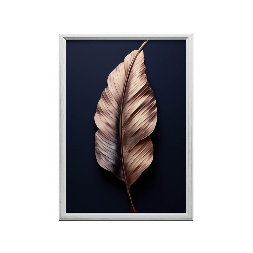 Luksusowy Liść W Różowym Złocie Luksusowy Liść W Różowym Złocie, 30X40 Cm, Rama Aluminiowa Złota, Papier Matowy 230 Gsm