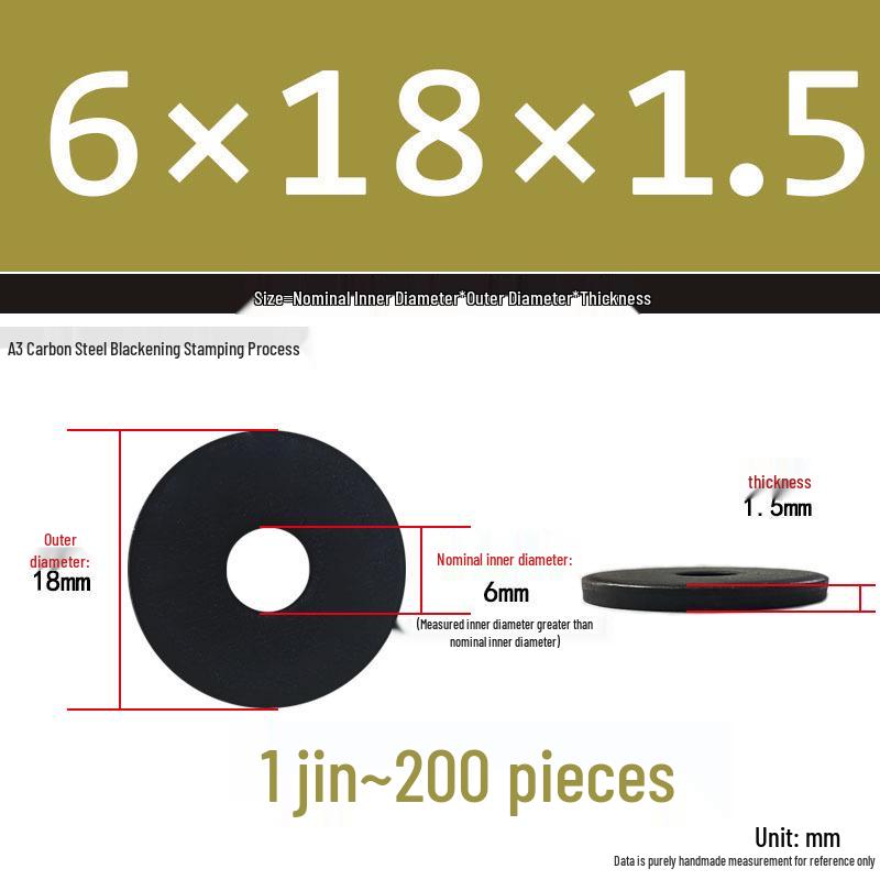 Black Oversized Thickened Round Metal Flat Washer Spacer for Home Use