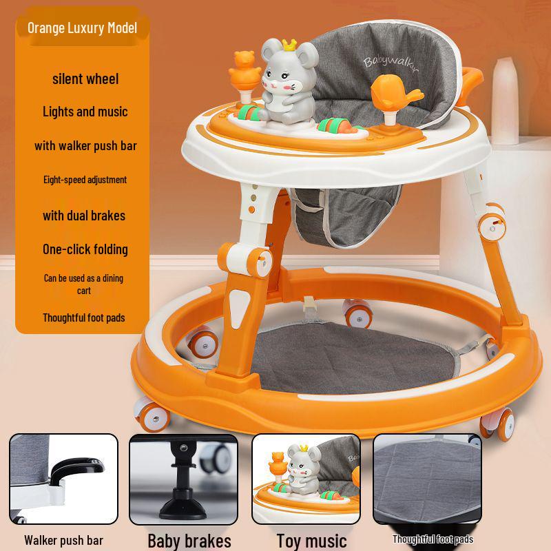 Multifunctional Baby Walker: Anti-Rollover, Anti-O-Leg, Sit-and-Push Learning Trolley