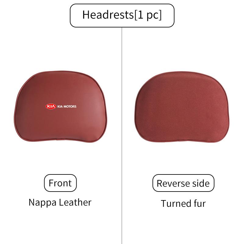 For KIA Car Leather Headrest Neck Support Seat Waist Cushion Pillow Auto Accessories Sorento Stinger Soul Spectra Niro Cadenza MF1