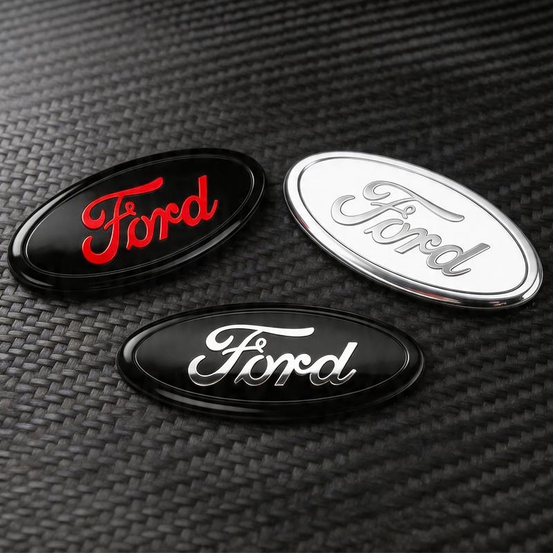 KLYA1 17.5cm Aluminum Overlay Emblem For Ford Focus Mk2 Front Grille Badge Fiesta Mk7 Ranger Mondeo Mk4 Hood Trunk Auto Accessories