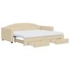 VidaXL Daybed with Trundle and Drawers Cream 90x200 Cm Fabric 3197246