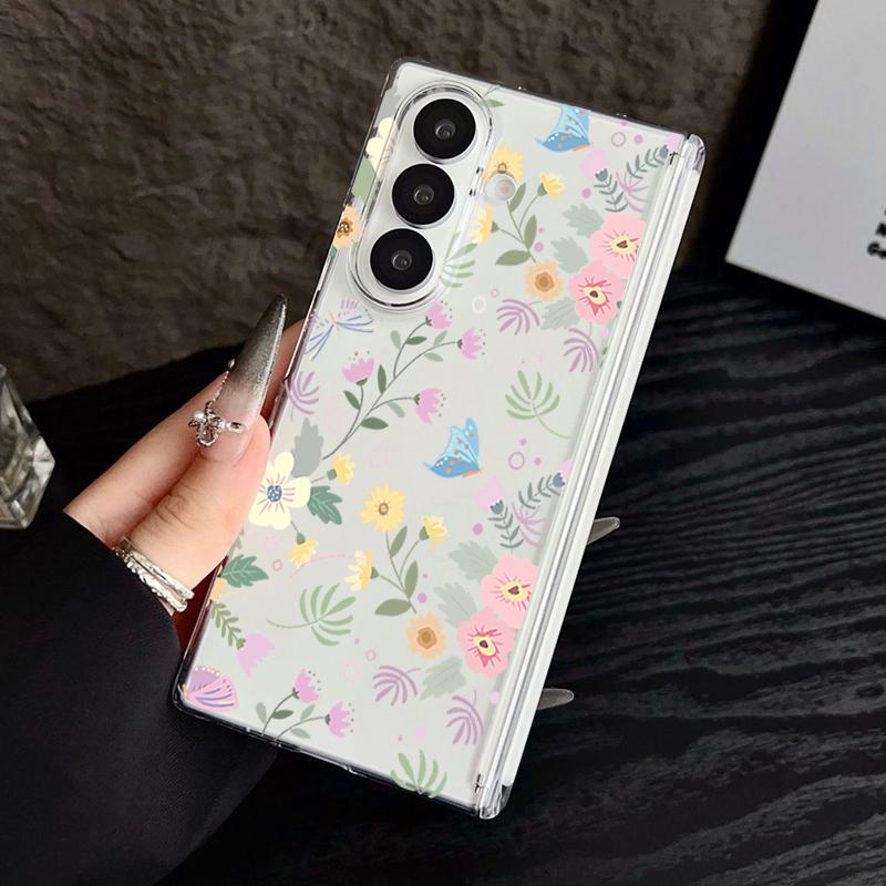 Магнитный чехол для телефона Samsung Galaxy Z Fold 7 6 5 Fold7 Fold6 Fold5 5G Цветочный узор Прозрачный противоударный чехол