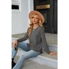 YYFS Women's Fashion Casual Spring Fall Solid Color Print Long Sleeve O-Neck Blouses & Shirts