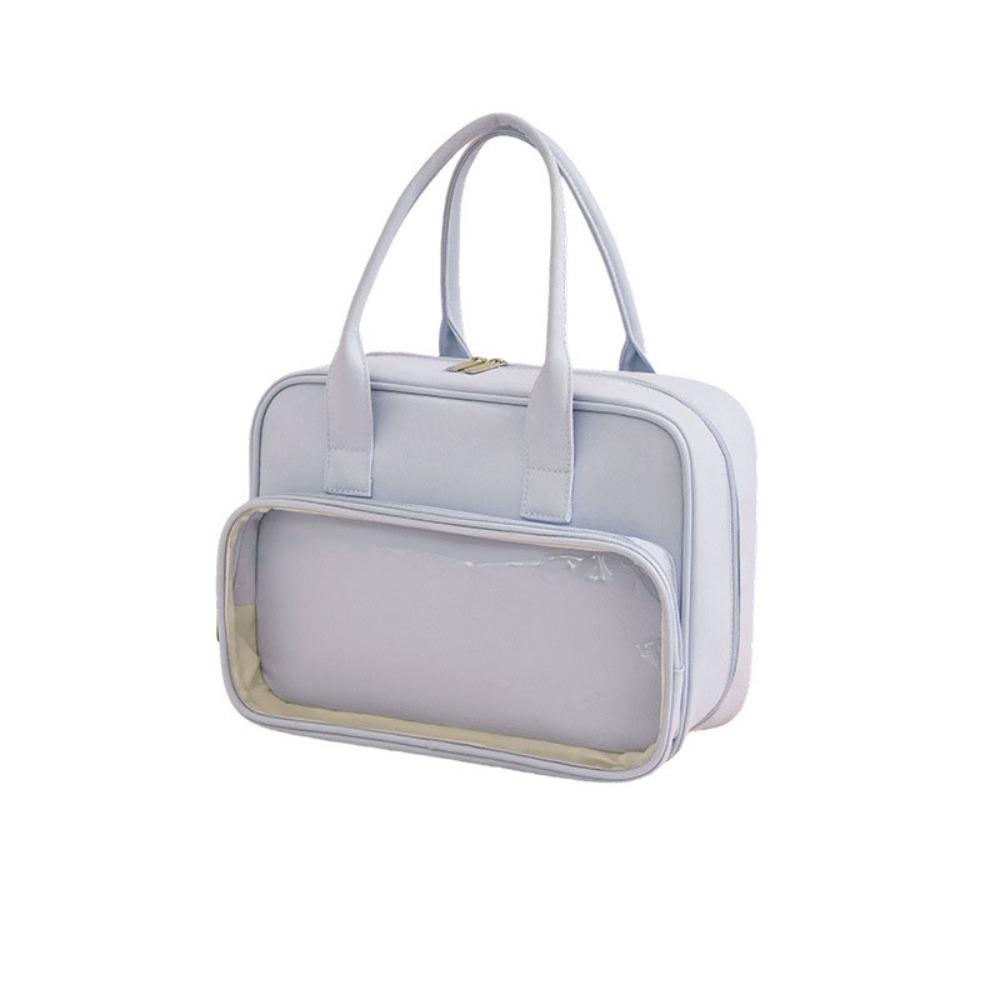 Solid Color Handheld Cosmetic Case Large Capacity Toiletry Bag Simple Makeup Bag Ladies