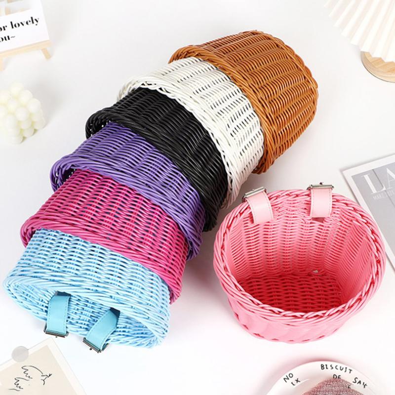 Съемная корзина для велосипеда, корзина для велосипеда из искусственного ротанга, сумка для хранения на переднем руле, рюкзак для велосипедных принадлежностей