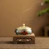 Ceramic Incense Burner with Incense Handmade Smudging Burn Bowl for Stick or Coil Incense Sage Cones Frankincense and Mosquito