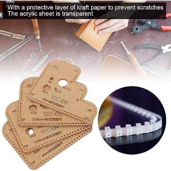 4 шт. Шаблон для круглых углов, Акриловый шаблон для круглых углов из кожи, Вспомогательная режущая линейка-трафарет для изготовления поделок ручной работы