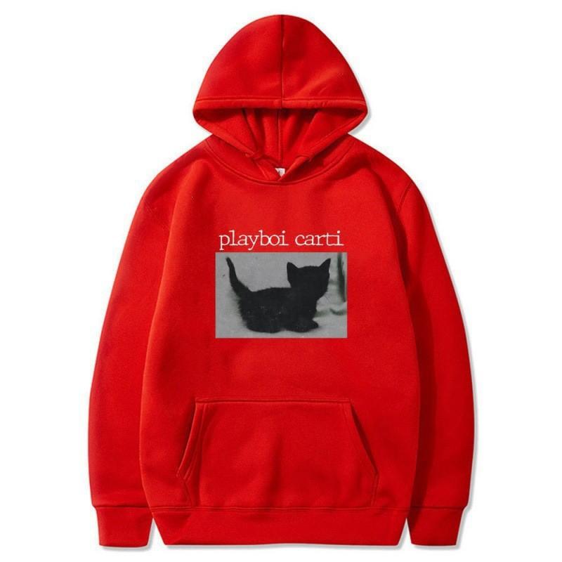 Unisex Vintage Cat Print Hooded Sweatshirt With Kangaroo Pocket Casual Long Sleeve Pullover