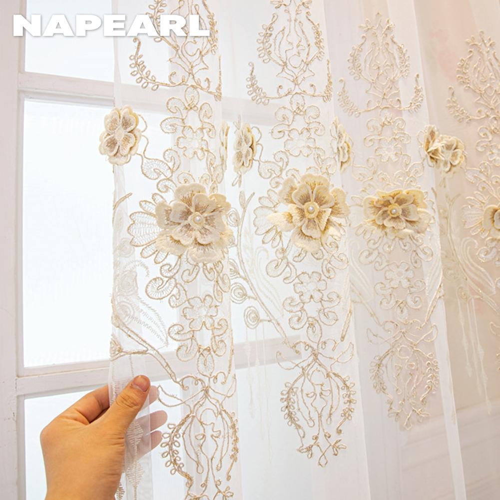 1 шт. NAPEARL Французское роскошное кружево с рельефной вышивкой, полупрозрачная тюль, высота 260 см, для гостиной, спальни, украшения окна, домашнего декора