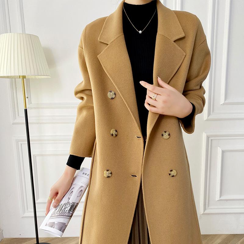 Женское пальто из 100% шерсти TIDENOVEL Осеннее шерстяное длинное пальто Ручной работы Пальто-бушлат Зимняя теплая шерстяная длинная куртка Пальто