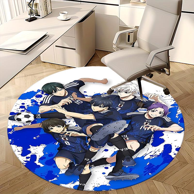 1pc Anime Design Soccer Team Round Carpet - Office Chair Mat, Non-Slip Rug for Home Decor, Living Room