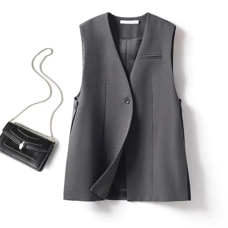 Женский костюмный жилет с боковым разрезом Весна Осень Новый стиль Модный Многослойный