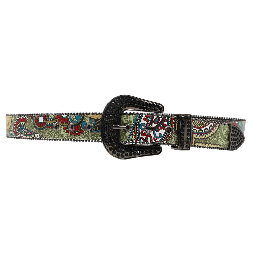 Персонализированный трендовый рисунок граффити стразы печать пояса дизайн полный ремень из искусственной кожи