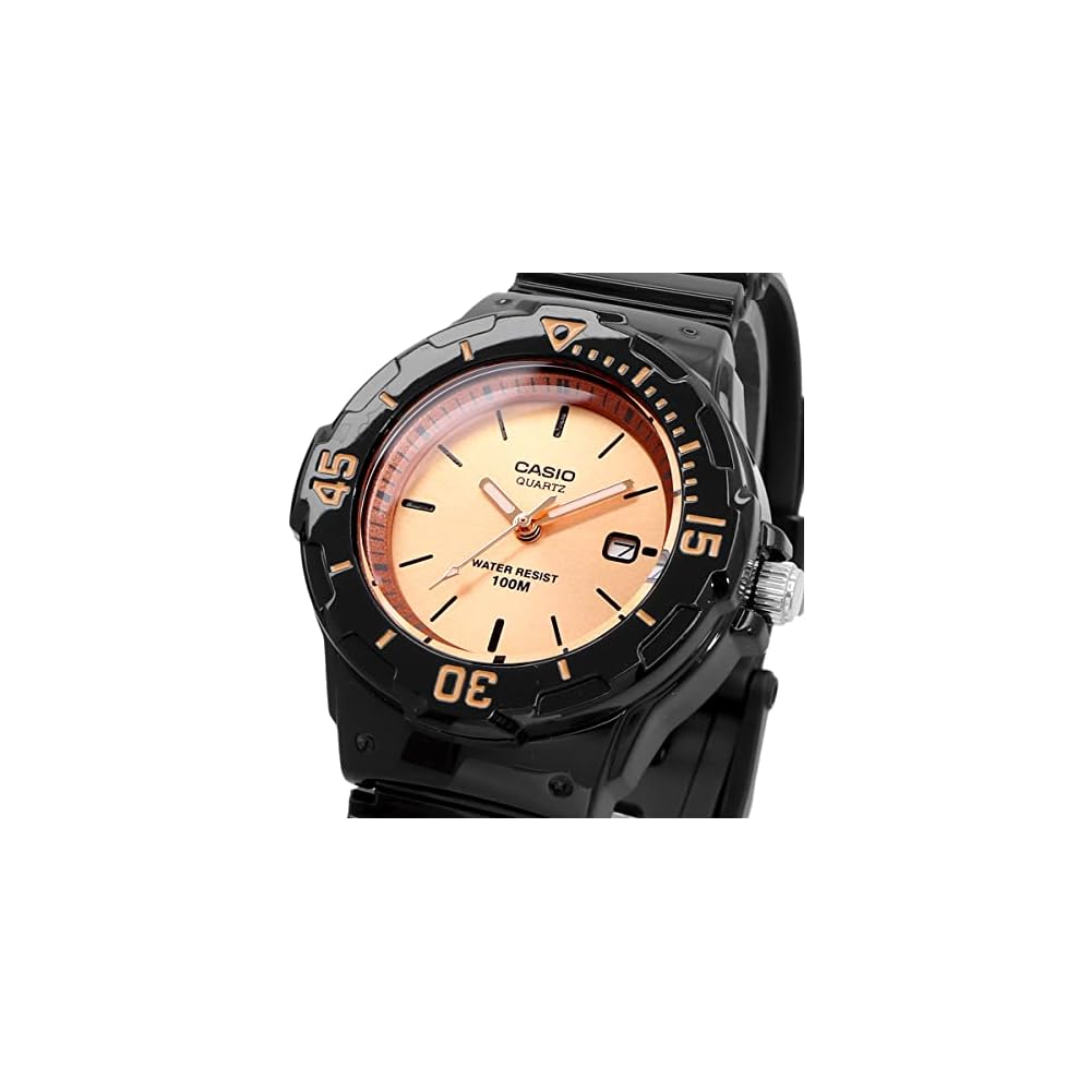 Casio LRW-200H-9E2V Аналоговые Часы Глянцевый Черный Розовое Золото Женские Детские Импортная Модель
