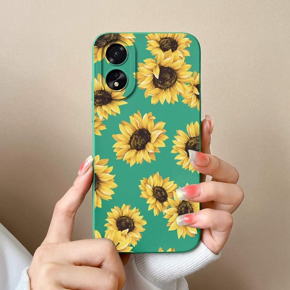 For OPPO A2 A38 A58 A78 A79 Realme 11 Pro Plus Phone Case Cute Fashion High Quality Sunflower Butterfly Matte Liquid Silicone For OPPO Phone Bumper
