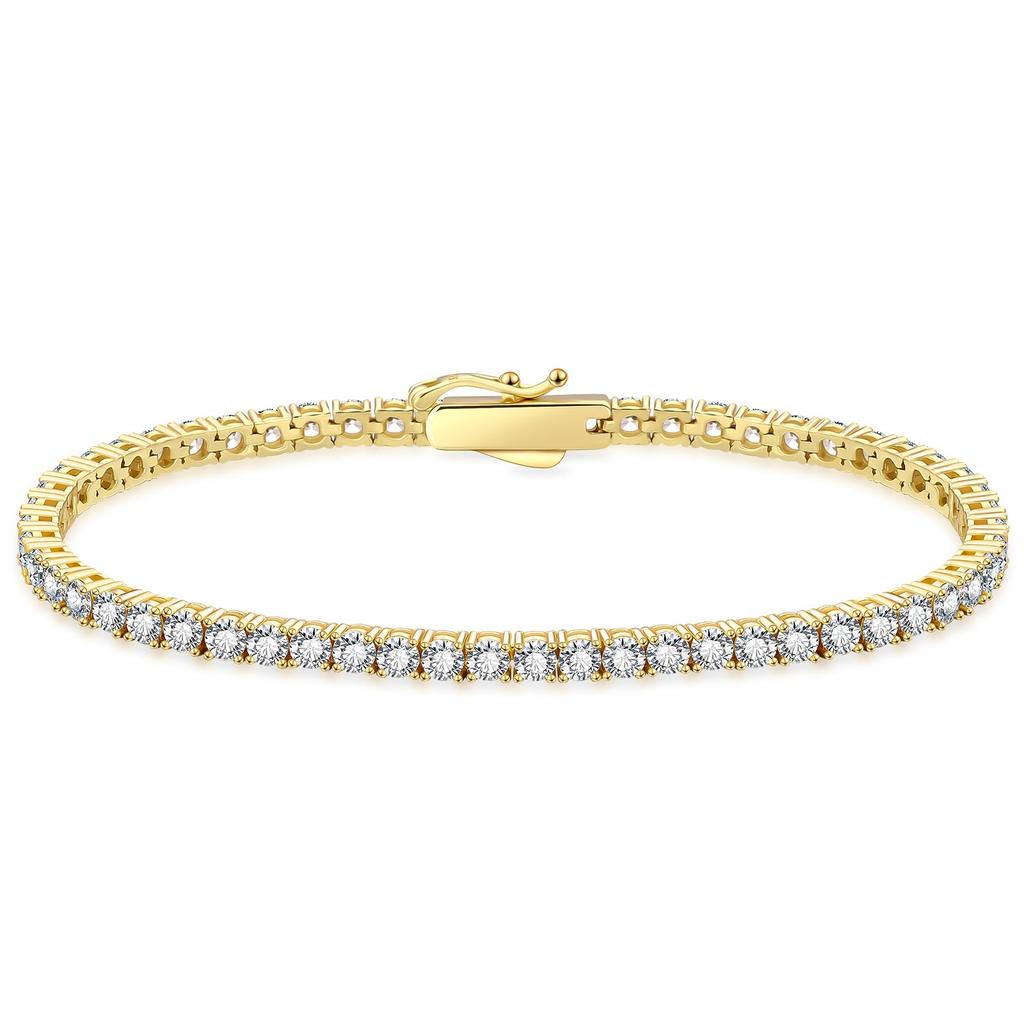 3mm Tennis Bracelet Bracelet S925 Silver Zirconia K14 Gold Plated CZ Diamond Bangles Bracelet Hip Hop Jewelry Bling Unisex Anniversary Birthday