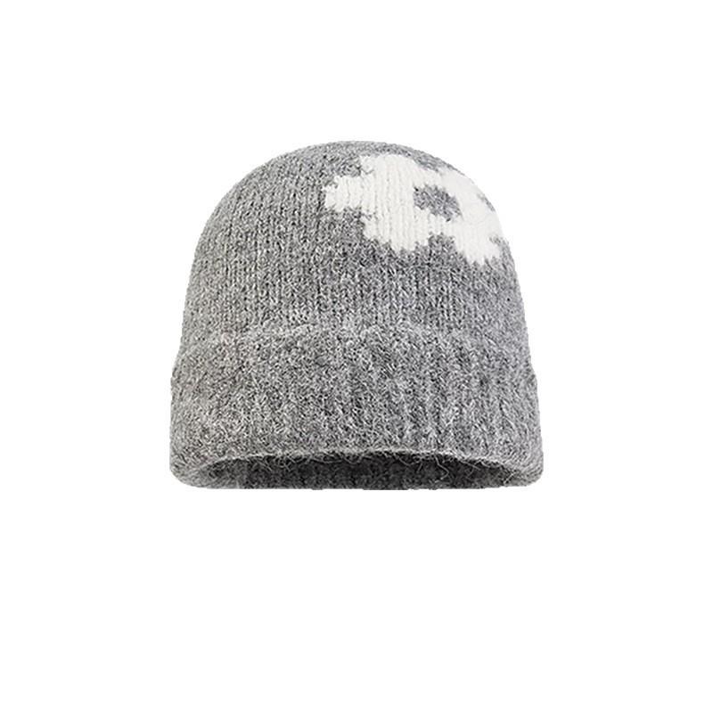 Knit Hat For Women With Colorblock Pattern Warm Windproof Winter Accessories