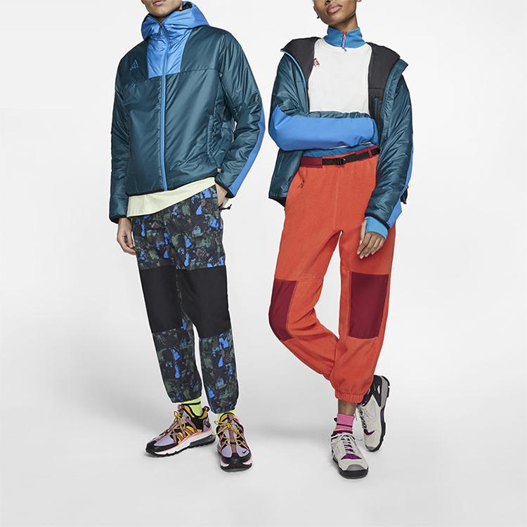 Nike ACG теплая цветная блок-молния, компактная хлопковая куртка с капюшоном, мужская верхняя одежда, синяя CD7651-347