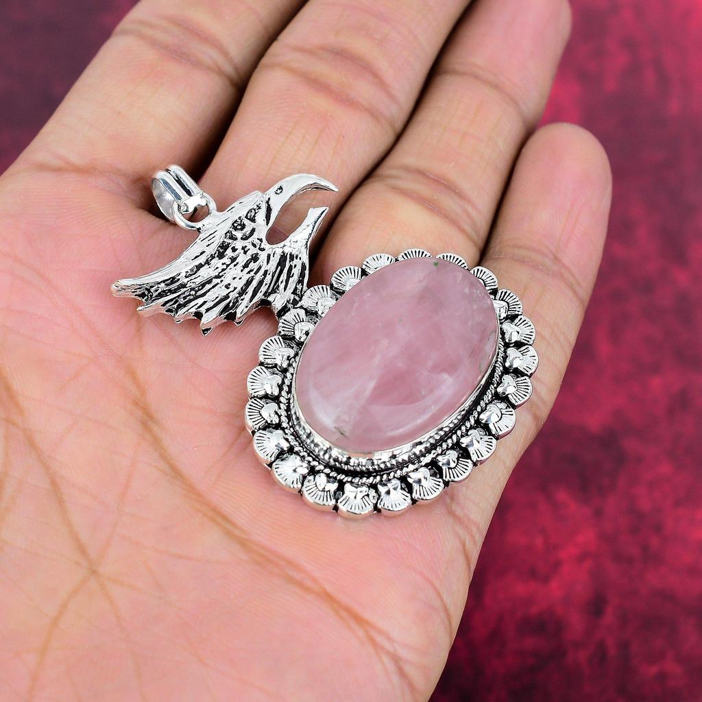 Ювелирные изделия из розового кварца, кулон из стерлингового серебра 925 пробы, ювелирные изделия ручной работы с драгоценными камнями, подарки для жены, абсолютно новый кулон