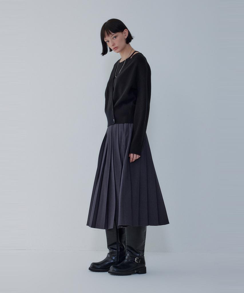 Bobeu Cardigan Layered Wool Blend Knit Pullover_Black 7156150002
