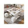 Table basse relevable multifonctionnelle - MUVOE - Bureau 2 tables - Blanc - Grande capacité - Design moderne