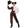 Dark Circus Clown Jumpsuit, Halloween Poker Card Print Bodysuit for Carnival & Cosplay Party