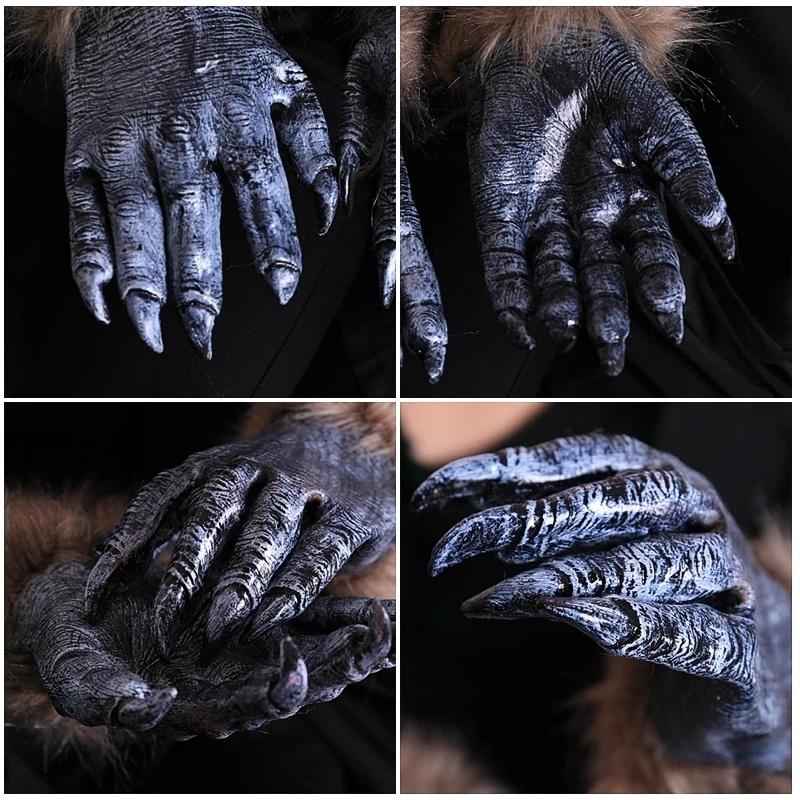 1 Pair Werewolf Horror Wolf Paws Claws Creepy Masquerade Horror Devil Cosplay Costumes Unique Gloves Decorations