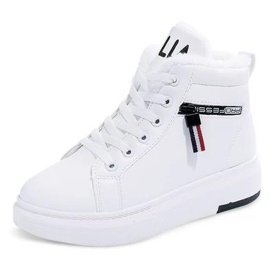 Мода 2024 Зимние ботинки Женские ботильоны Теплые ПУ Плюшевые Зимние женские туфли Кроссовки Балетки Шнуровка Женская обувь Женские короткие зимние ботинки