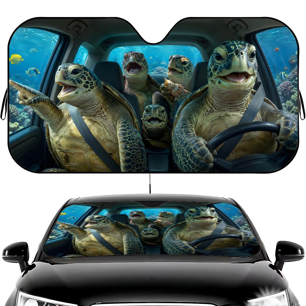 Turtle Funny Sun Visor Thickened Car windshield sun shade - Foldable Universal Fit Heat Insulation UV protection