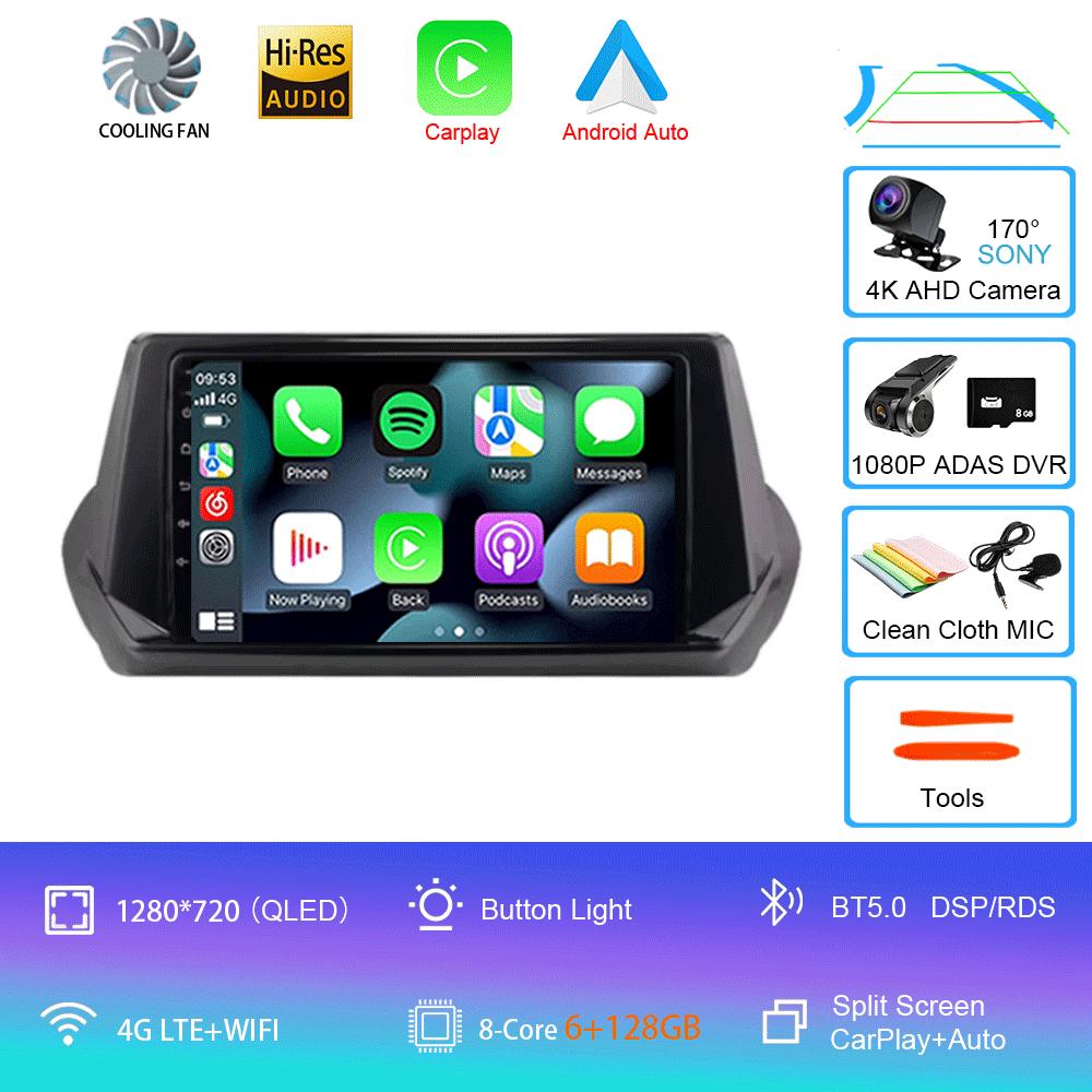 Автомобильное радио Android 14 Carplay Auto для Peugeot 2008 II 2 2019 2020 2021 GPS мультимедийный плеер стерео 360 камера видео 4G+WiFi DSP