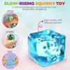 Stress Relief Ice Cube Squishy Toy with Silent Snowflakes-Slow-Rise Square Sensory Fidget for Anxiety Calming Kids/Adults Gift