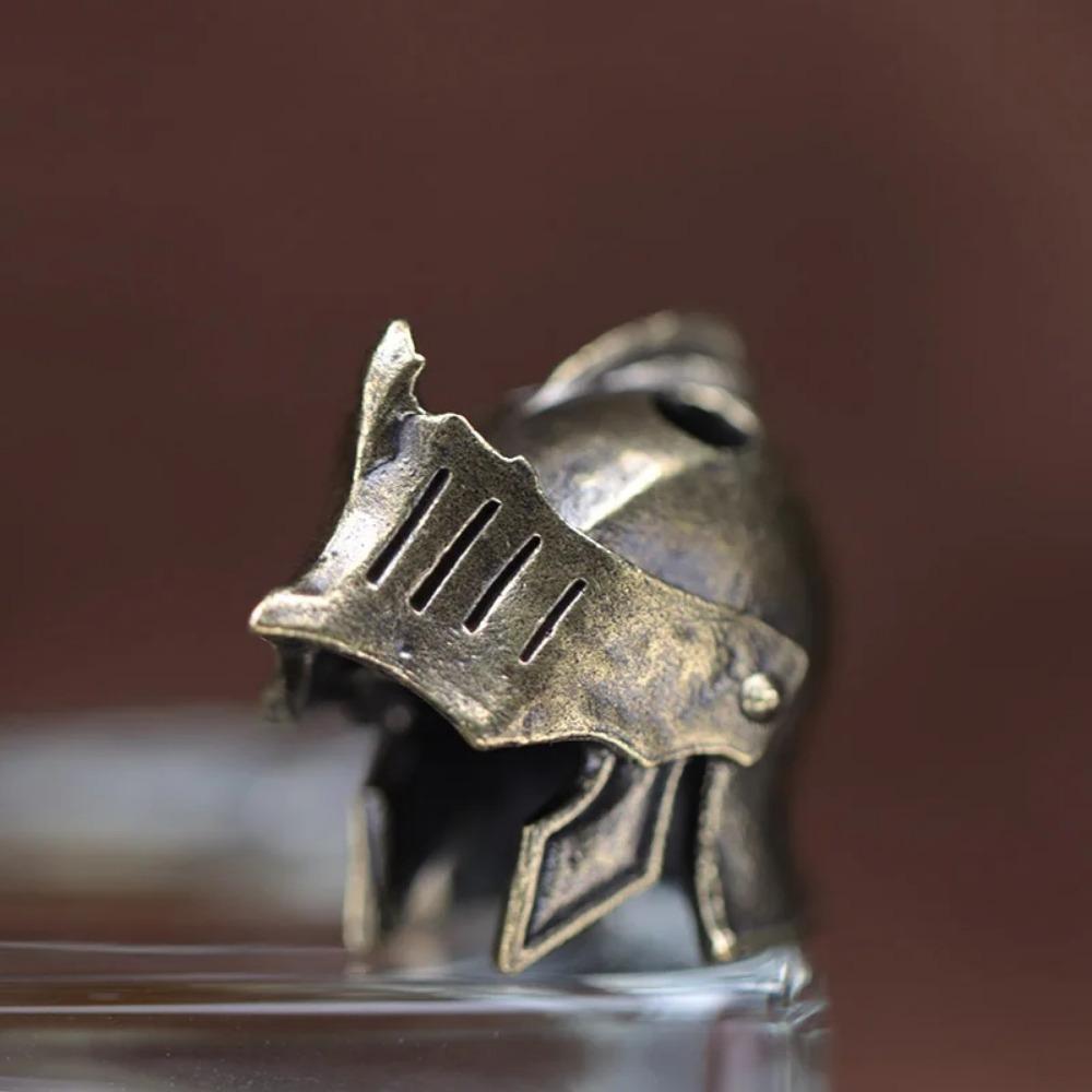 Knight Helmet Brass Knife Bead EDC Outdoor DIY Accessories Woven Lanyard Pendant Jewelry Punk Survival Bracelets Charms