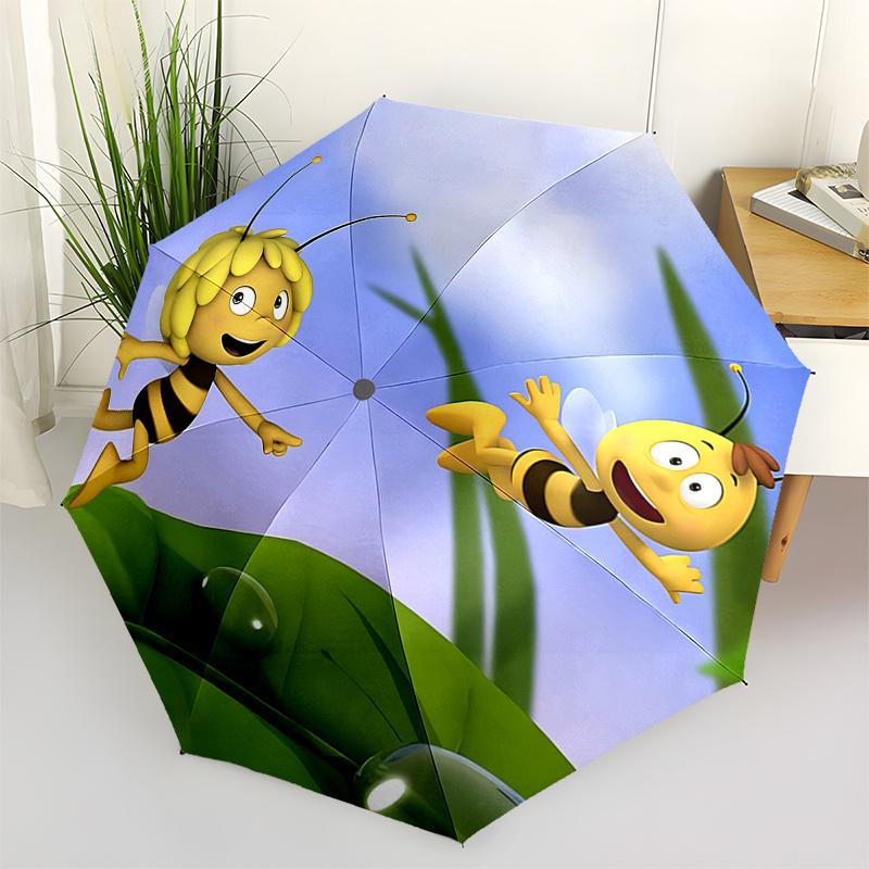 Bee Happy: Automatic Opening Folding Umbrella with 3 Fold Design, Iron Frame for Outdoor Use Perfect Gift for Fans and Travelers!0104083a
