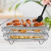 1 Set Stainless Steel Dehydrator Rack Three-layers Stackable Square Dishwasher Safe Roasting Steamer Rack Kitchen Fryer Accessories