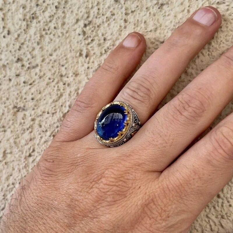 Новый продукт продает европейские и американские кольца в стиле ретро, ​​старинные двухцветные геометрические кольца, изысканные мужские ювелирные кольца