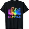 Сиэтл Вашингтон Силуэт Города Акварель Сувенир Подарок Сиэтл Футболка Унисекс Футболка