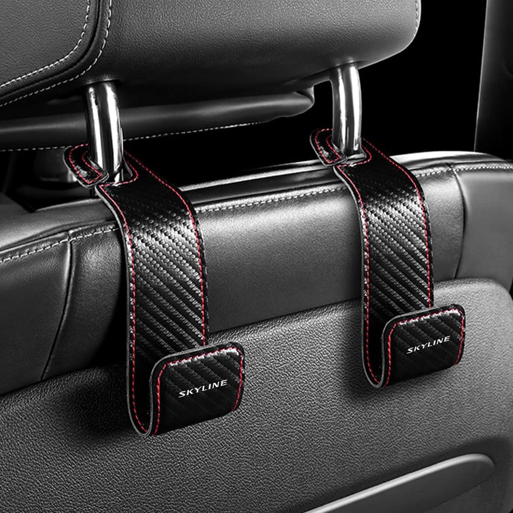 Skyline Compatible Headrest Hooks with SKYLINE PU Car Luggage Compatible with Skyline 400R GT V37 V36 Car Seat Hidden Seat Interior Accessories for