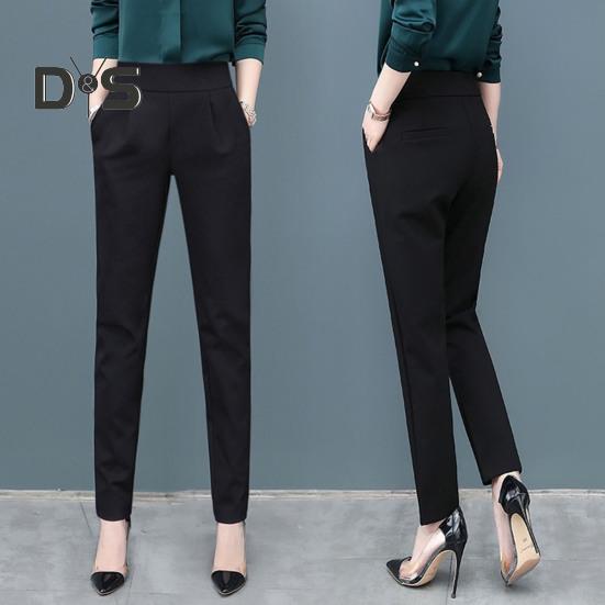 Женский однотонный костюм, брюки с высокой талией, эластичный пояс, косые карманы, облегающие повседневные длинные брюки, рабочая одежда