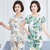 Pajama Women's Short Sleeved Summer Middle-aged and Elderly Spring and Autumn Styles Can Be Worn Externally As A Set of Home Clothing