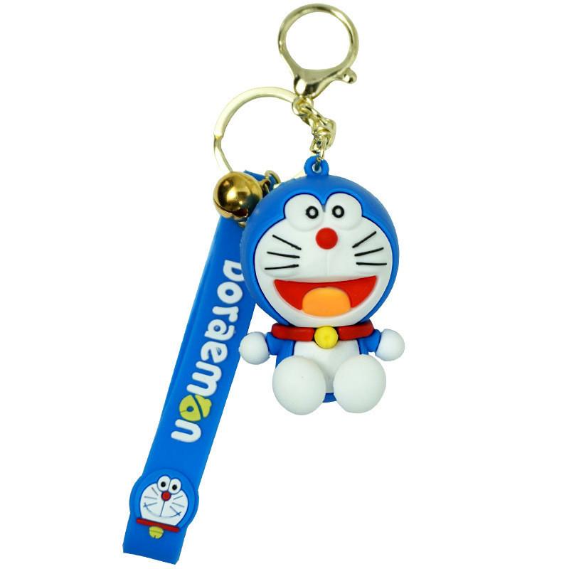 Adorable Doraemon Cartoon Keychain Rubber Accessory Blue For Couples And Cars
